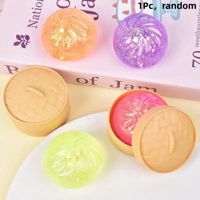 Colorful Glitter Dumpling Stress Ball | Fun Sensory Squeeze Toy