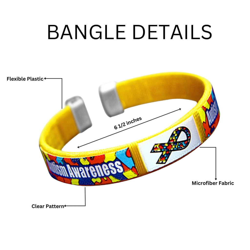 10 Pack Autism Awareness Bangle Bracelets