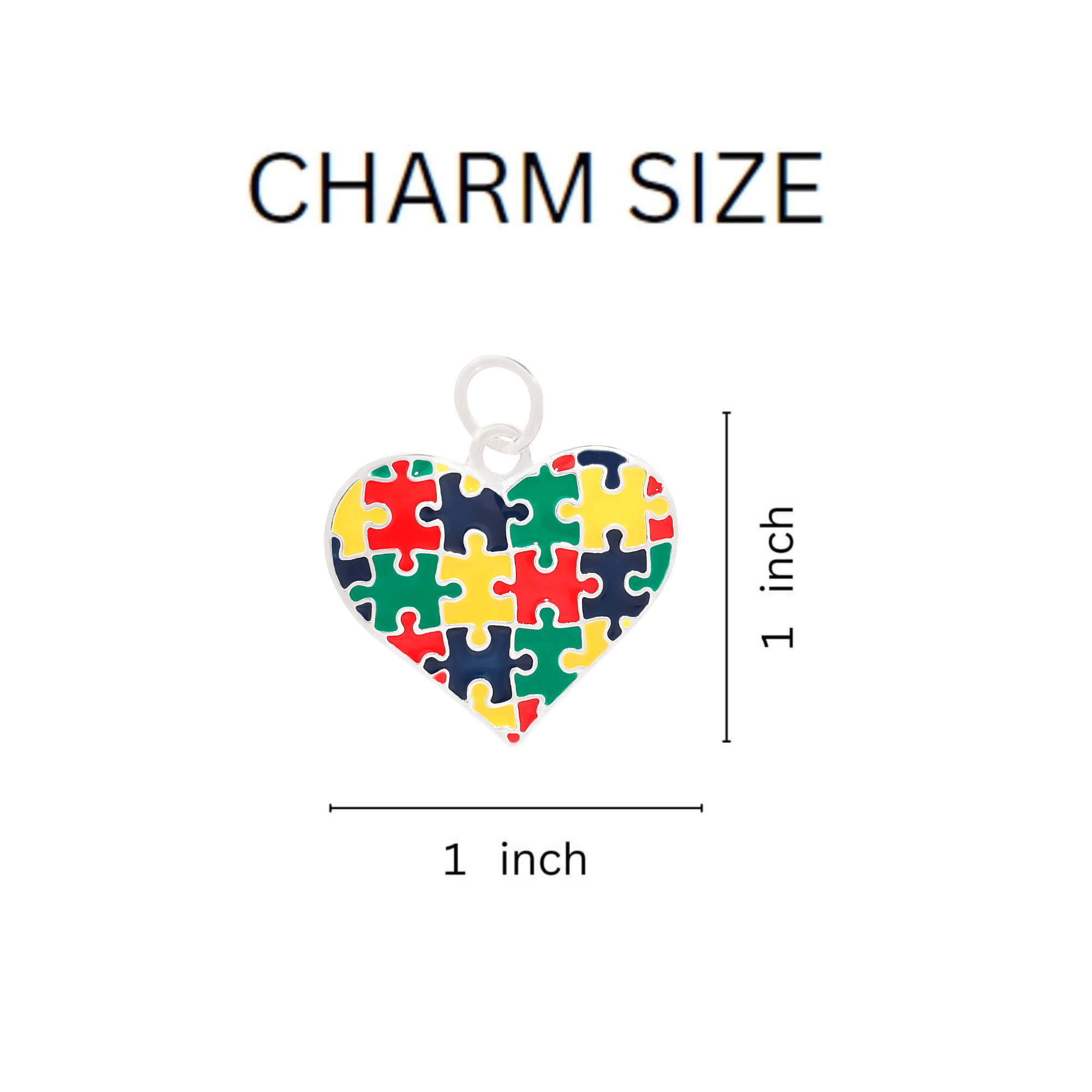 Colored Heart Puzzle Piece Autism Beaded Charm Bracelets