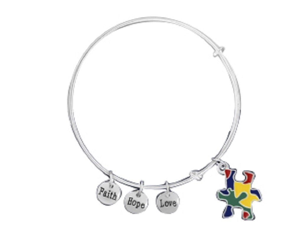 Colored Puzzle Piece Autism Retractable Bracelets