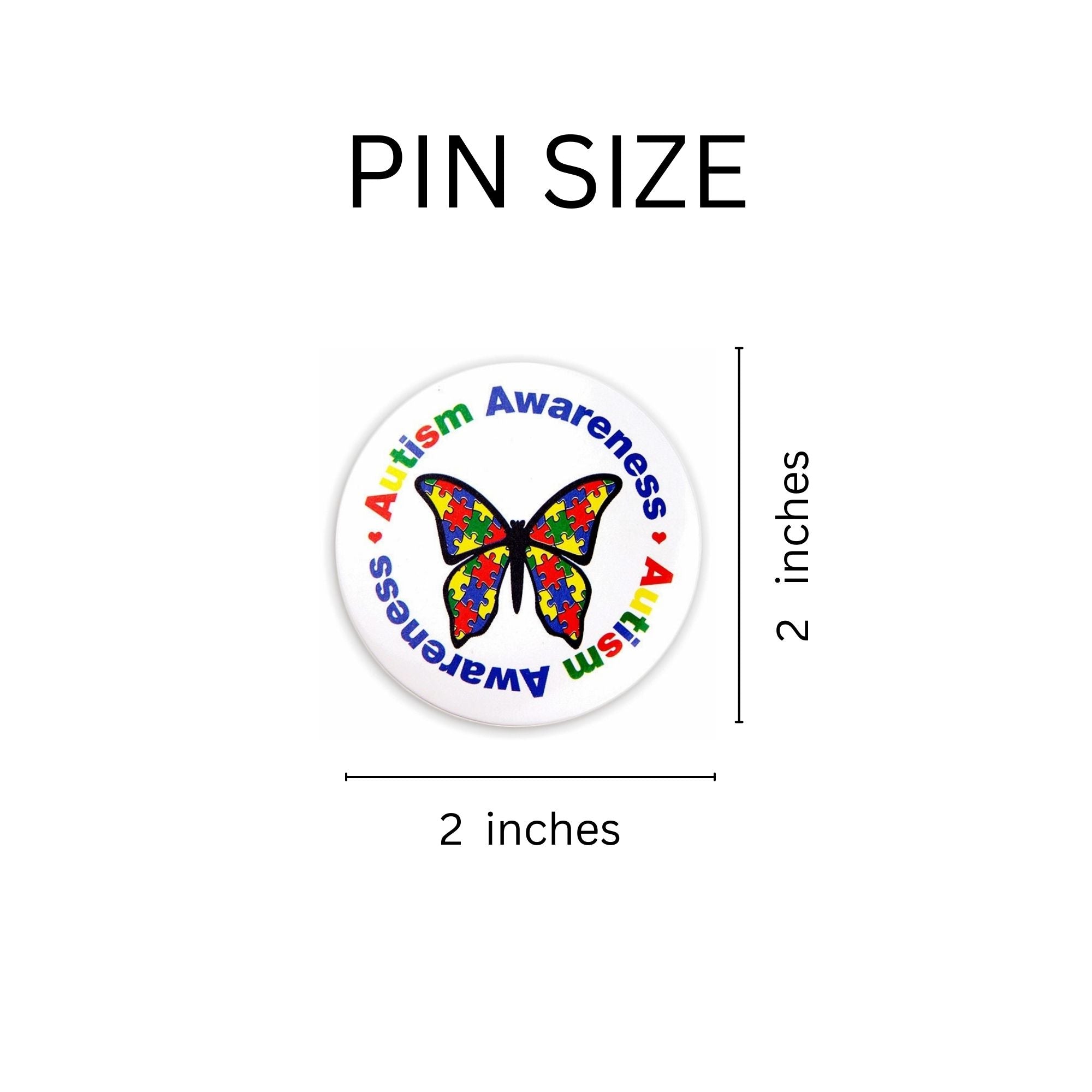 Round Autism Awareness Butterfly Button Pins