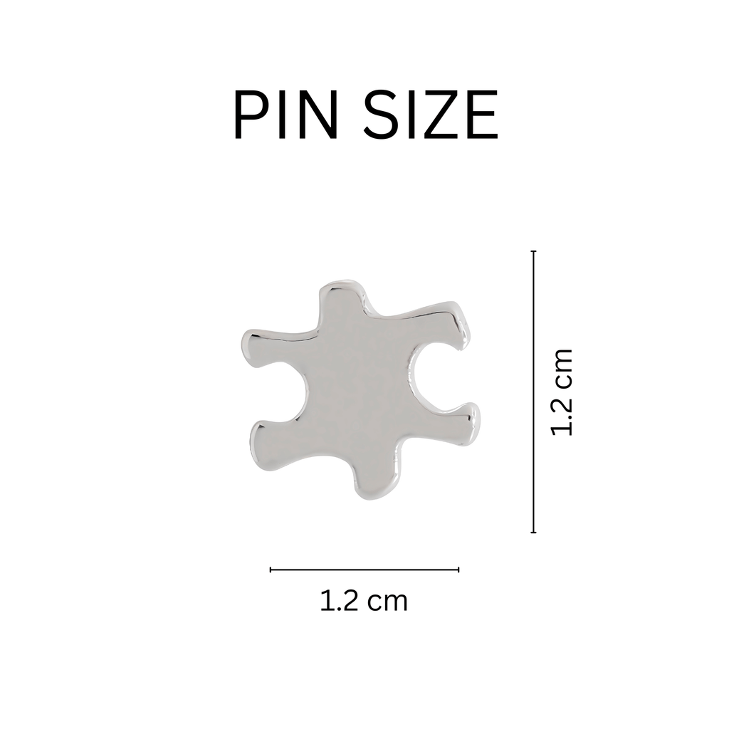 10 Pack Small Silver Autism Awareness Puzzle Lapel Pins
