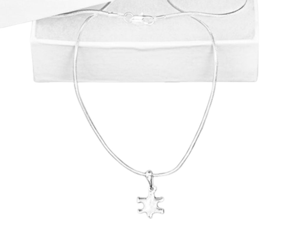 Small Size Autism Awareness Silver Puzzle Piece Necklaces