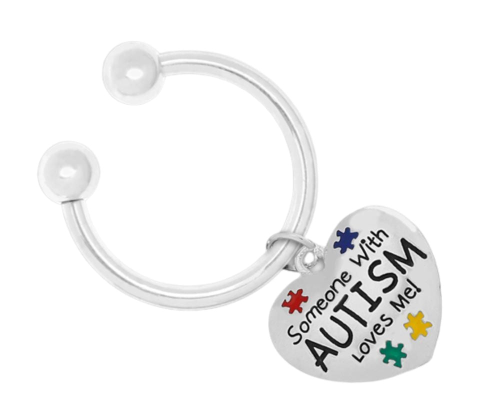 Someone Loves Me Autism Awareness Horseshoe Key Chains