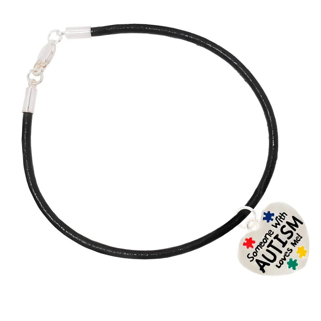 Someone Loves Me Autism Leather Cord Bracelets